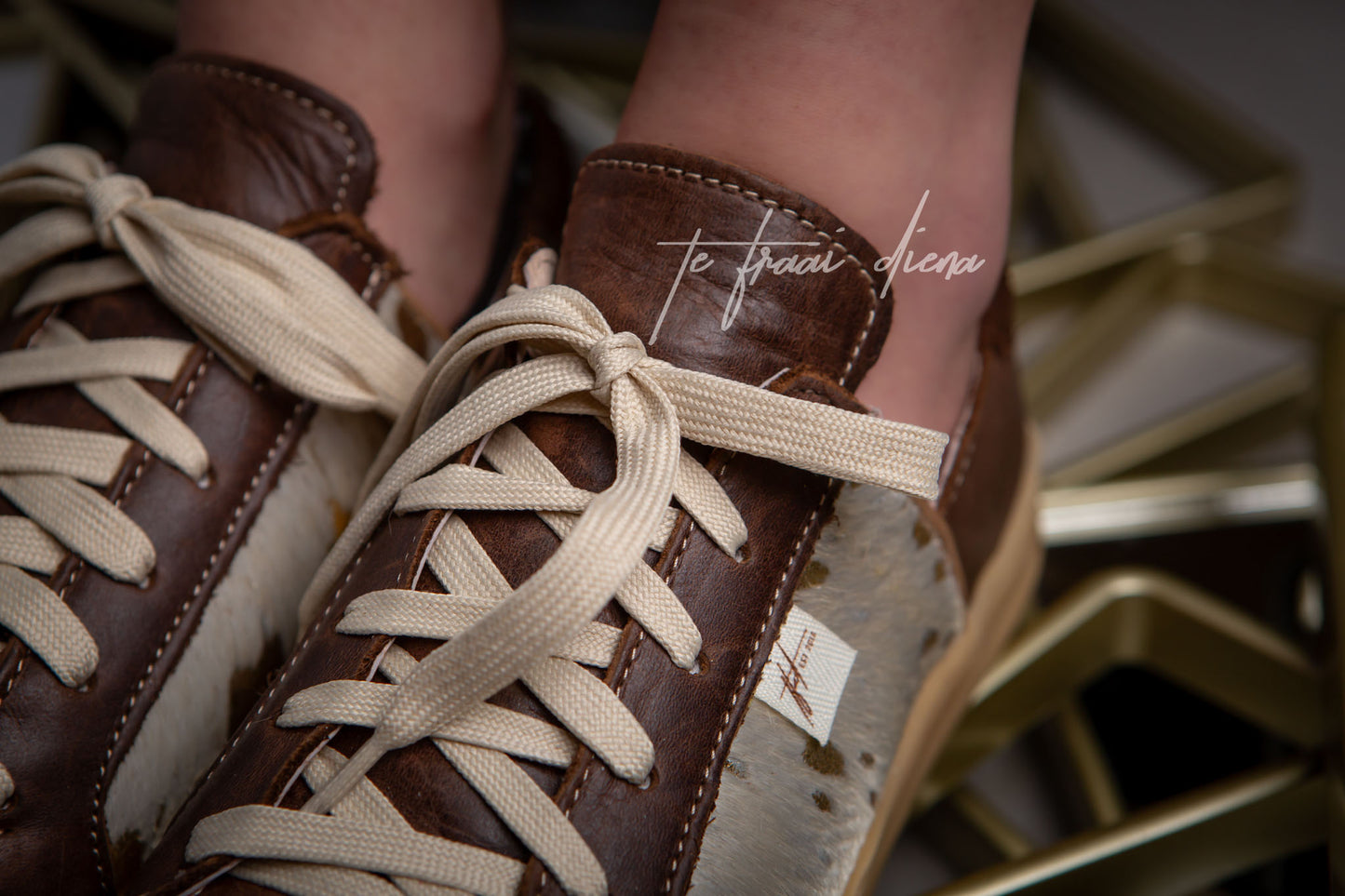 Nienke Sneaker - Choc & Gold Nguni