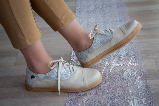 Gerdi Sneaker - Cream & Silver Nguni