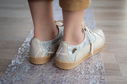 Gerdi Sneaker - Cream & Silver Nguni