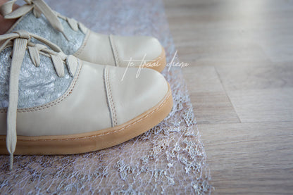 Gerdi Sneaker - Cream & Silver Nguni