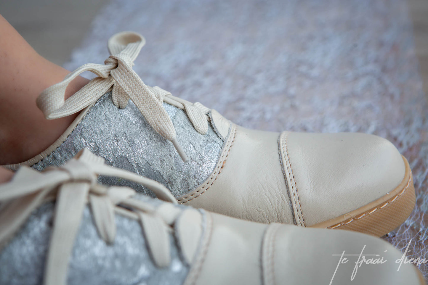 Gerdi Sneaker - Cream & Silver Nguni
