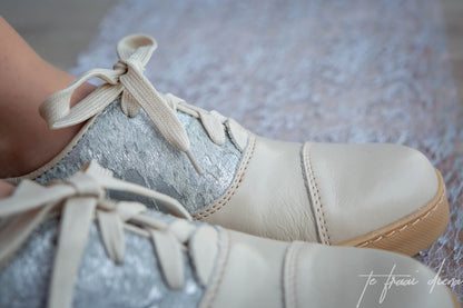 Gerdi Sneaker - Cream & Silver Nguni