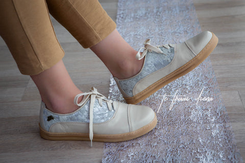 Gerdi Sneaker - Cream & Silver Nguni