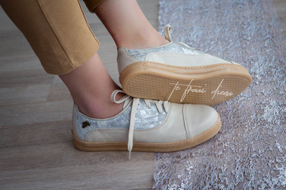 Gerdi Sneaker - Cream & Silver Nguni