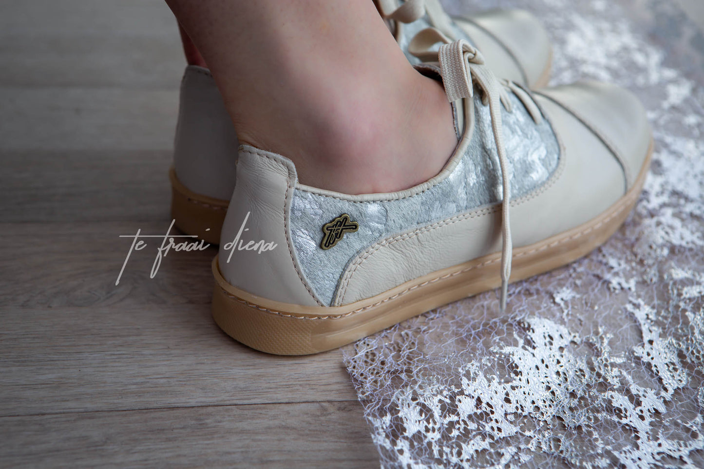 Gerdi Sneaker - Cream & Silver Nguni