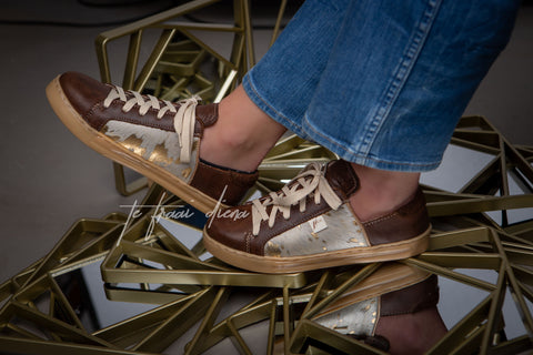 Nienke Sneaker - Choc & Gold Nguni