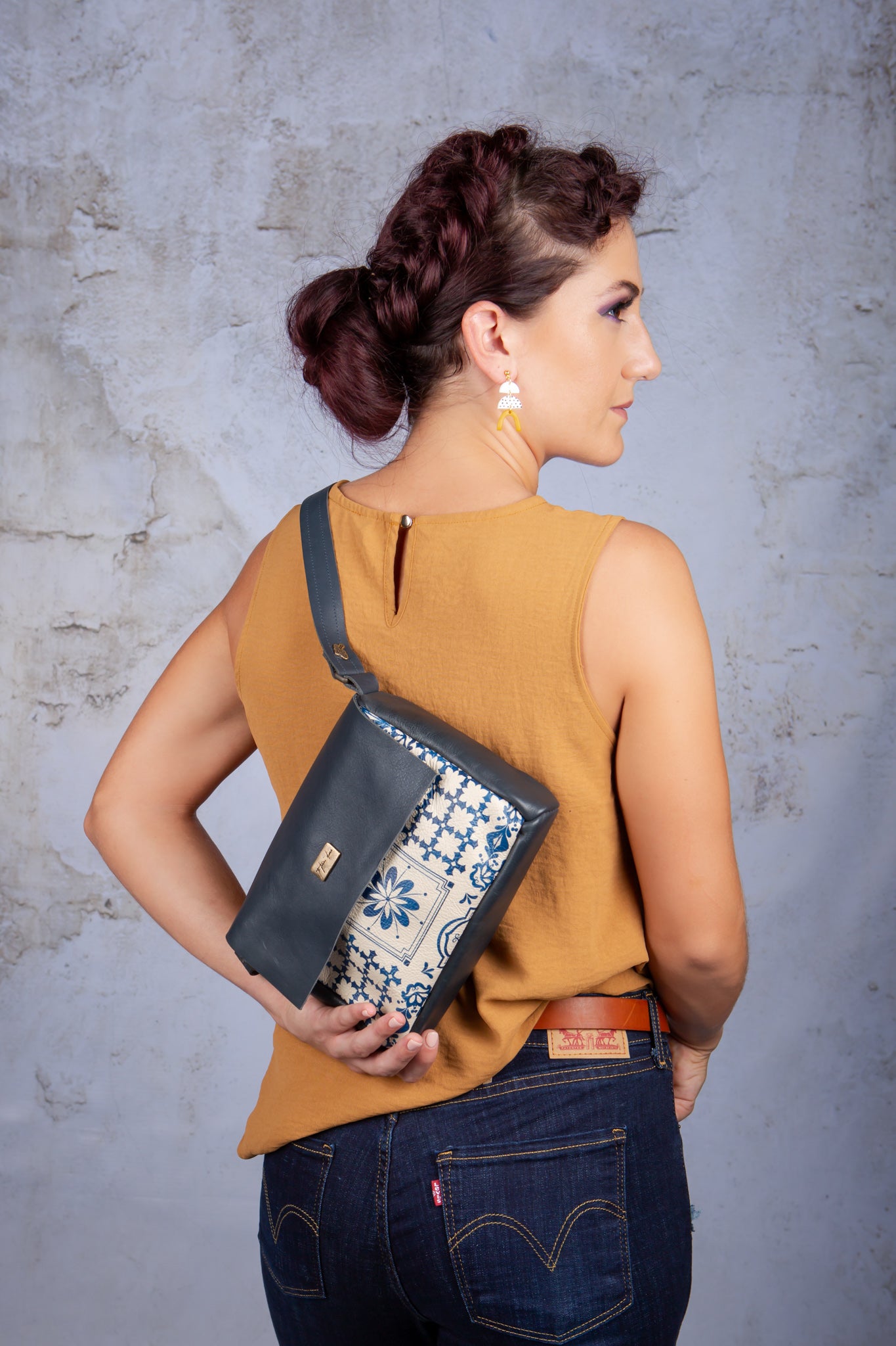 Olivia Sling Bag - Navy & Delft