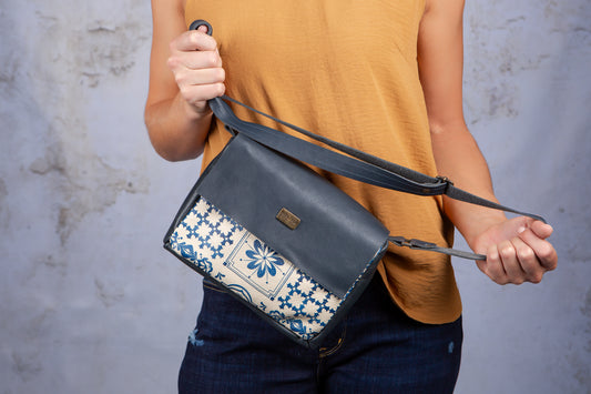 Olivia Sling Bag - Navy & Delft