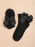 Black - Bow Decor Socks