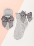 Grey - Bow Decor Socks
