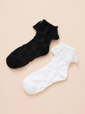 Lace trim Socks with Flower Embossed Look